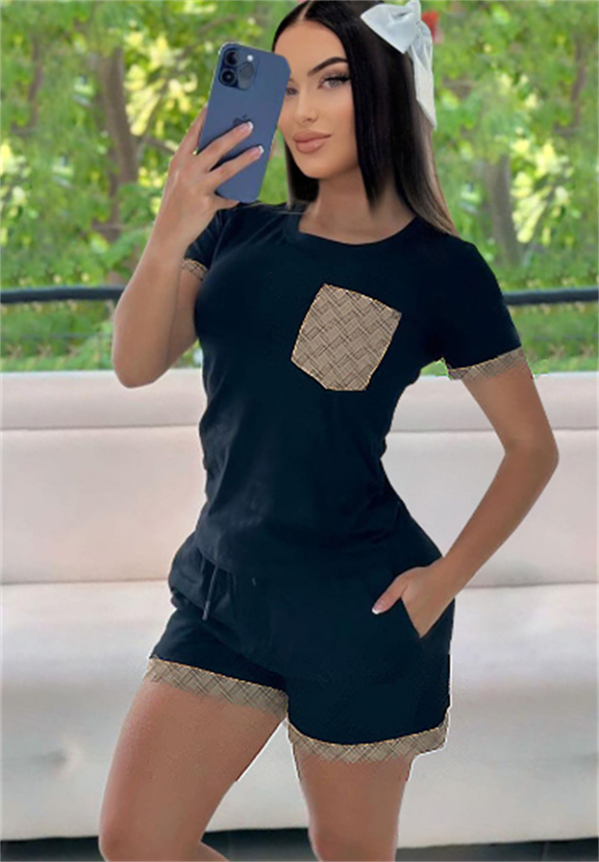 Summer Women Tracksuits Two Piece Outfits Short Sleeve T Shirt Tops and Sportswear Joggers Suit short sleeve tees trousers clothing