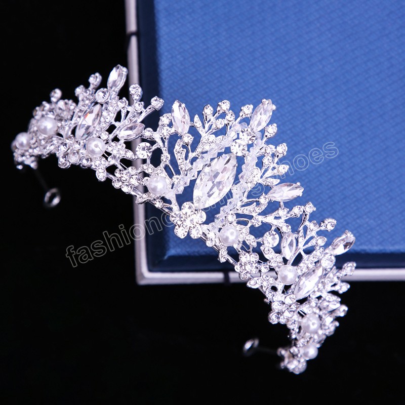 Handmade Bridal Crown Headwear Pearl Crystal Beads Hair Dress Accessories Tiara Women Wedding Rhinestone Crown Jewelry