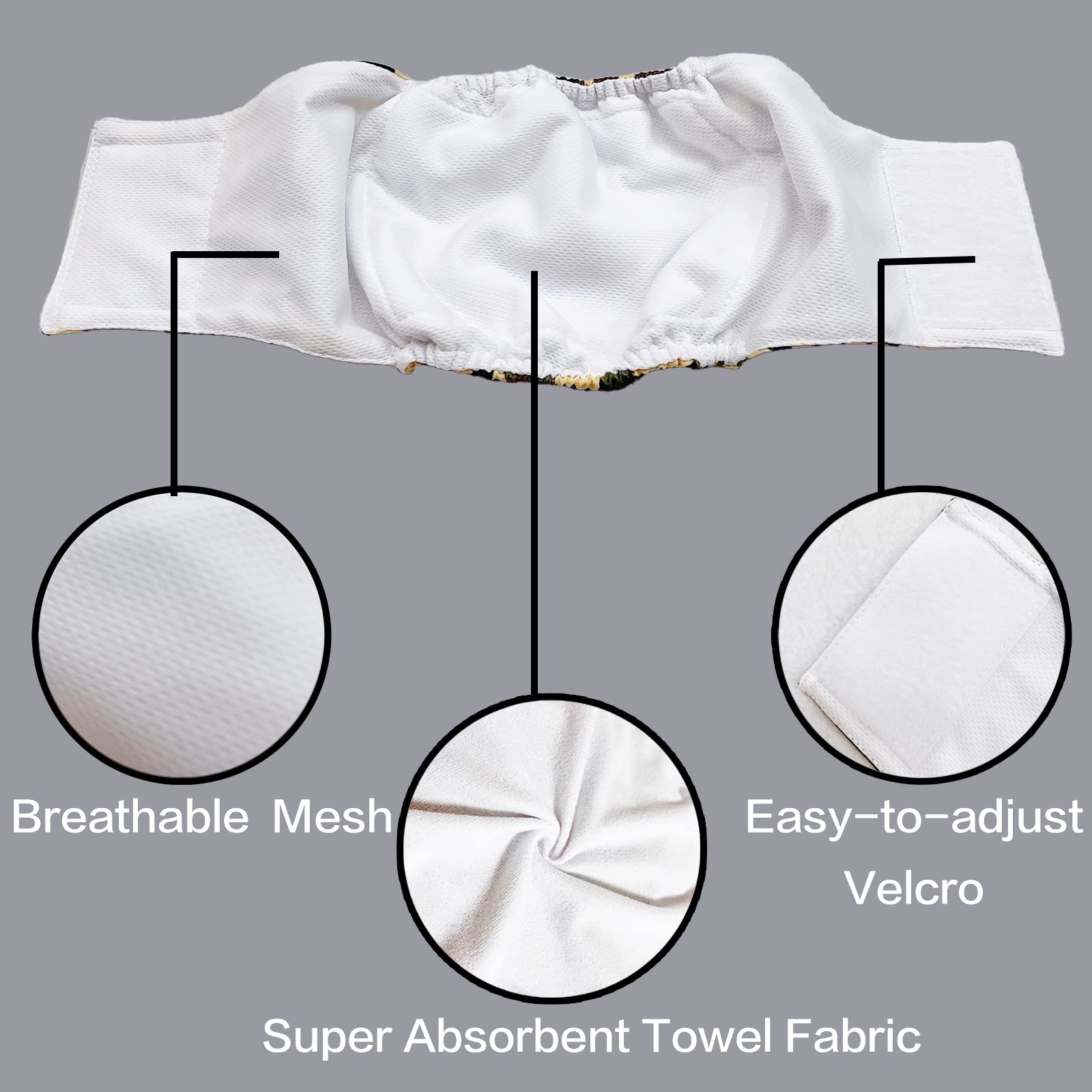 Washable Male Dog Diapers High Absorbing Belly Bands Reusable Wrap Diapers and Doggie Pants for Male Dogs Untrained,Incontinence and Puppy Training