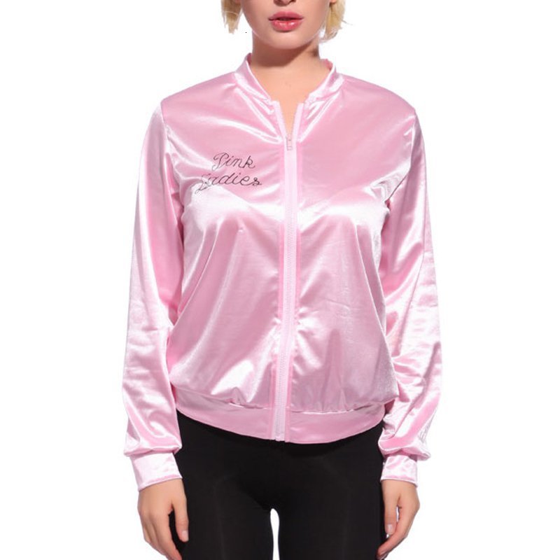 Women's Jackets Basic Coats Solid Tracksuit for Women Jacket Ladies Retro Jacket Women Fancy Dress Grease Costume Pink 230721