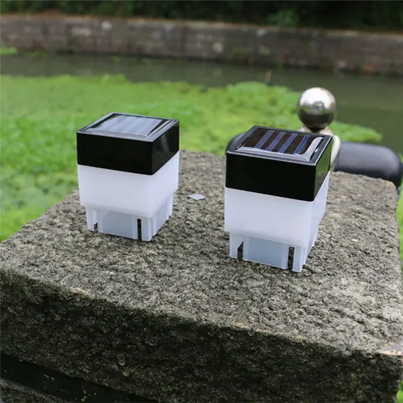 2x2 Solar Panel Post Cap Solar Lights Square Outdoor Waterproof Solar Powered Pillar Light For Wrought Iron Fence Front Yard Backyards Gate Landscapin