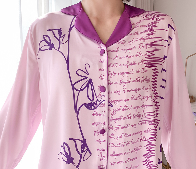 Women's Sleepwear Print Flower Sleep Set Summer Pajamas Suit For Lady Sexy Nightwear With Buttons Casual Pyjamas Pour Femme Lingerie Sleepwear 23