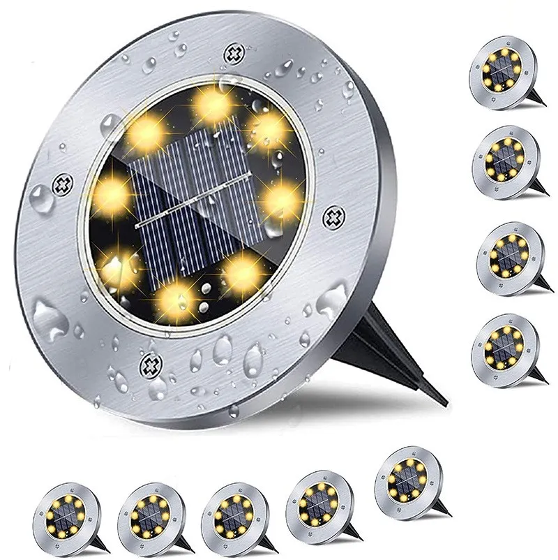 4/8/16 LED Solar Powered Ip65 Waterproof Light For Home Yard Driveway Lawn Road Ground Deck Garden Pathway Floor Mounted Lawn Lamp Outdoor Underground