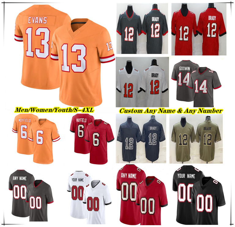 Baker Mayfield TB BUCS Football Jerseys Tom Brady Mike Evans Rachaad Devin White Chris Godwin Russell Gage Cade Otton Lavonte David Vita Vea Anthony Nelson Barber 4XL