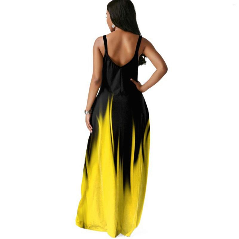 Casual Dresses Summer Dress Women Sleeveless Spaghetti Strap Maxi Long Party Streetwear Tie Dye Gradient Print Sundress Robe Vestidos