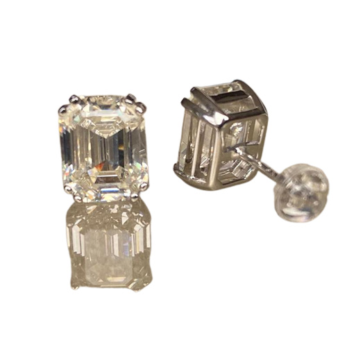 Stud Vinregem 100 925 Sterling Silver Emerald Cut G Created Moissanite Diamonds Gemstone Earrings Ear Studs Fine Jewelry Wholesal