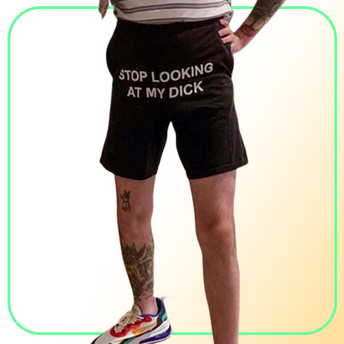 Men039s Pants Fashion Printed Letter STOP LOOKING AT MY DICK Sweatpants With Pockets Black Grey High Waist Drawstring Loose Cas