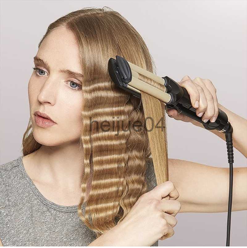 Curling Irons Professional Wave Hair Styler 3 Barrels Big Wave Curling Iron Hair Curlers Crimping Iron Fluffy Waver Salon Styling Tools x0721