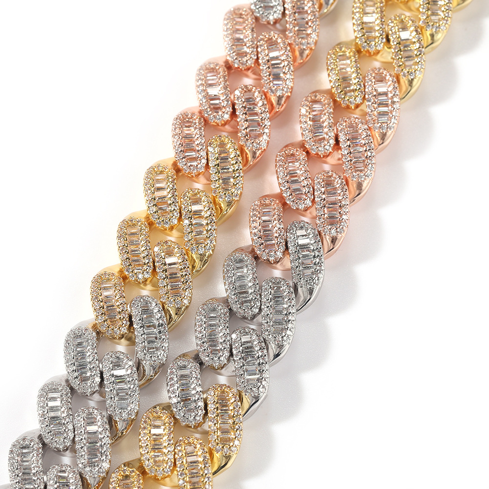 15mm Hip Hop Tennis Chain TopBling Rose Gold T Cubic Zirconia 18k Real Gold Plated Graduated Link Necklaces