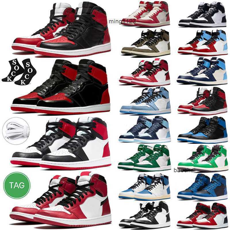 off Authentic 1 High OG Military Blue Shoes Patent Bred Found University Dark Mocha Fearless Union Chicago Balvin Black Toe Sports J Men Outdoor Sneakers Women 36-47