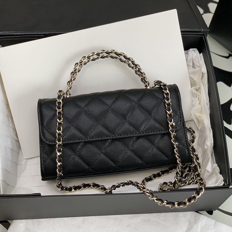 Luxury Women's Calfskin Clutch Bag - 19CM with Chic Chain Handle & Gift Box C112