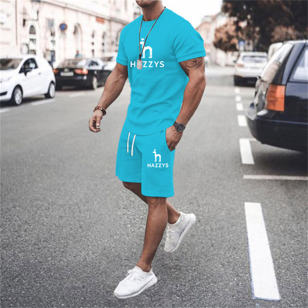 Mens Tracksuits Summer Tshirt Shorts Breathable Sports Set Simple Solid Color 3d Printed Casual Fashion Top Beach 230724