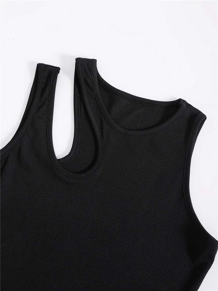 Women's Tanks Camis Sexy Rib-knit Tank Top for Women Summer Solid O-neck Sleeveless Crop Tops Street Vintage Korean Fashion Shirt Vest Y2K Clothe