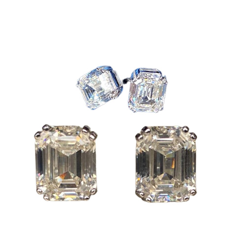 Stud Vinregem 100 925 Sterling Silver Emerald Cut G Created Moissanite Diamonds Gemstone Earrings Ear Studs Fine Jewelry Wholesal