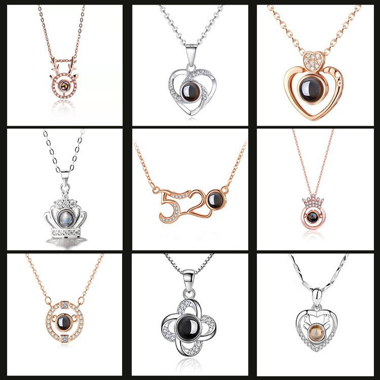 Projection Photo Necklace 100 Languages I Love You Pendant Jewelry For Lover Girlfriend Mom 2023 Trendy Couple Romantic Cute Accessories Birthday Vale