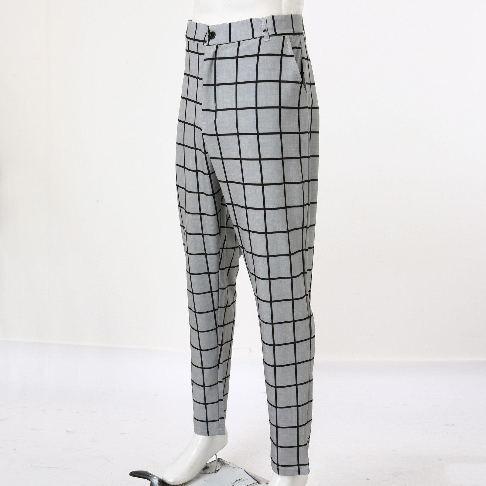 Mens Pants Man Casual Plaid Suit Business Work Formal For Men Dress Straight Leisure Slim Fit Trousers Clothing 230724