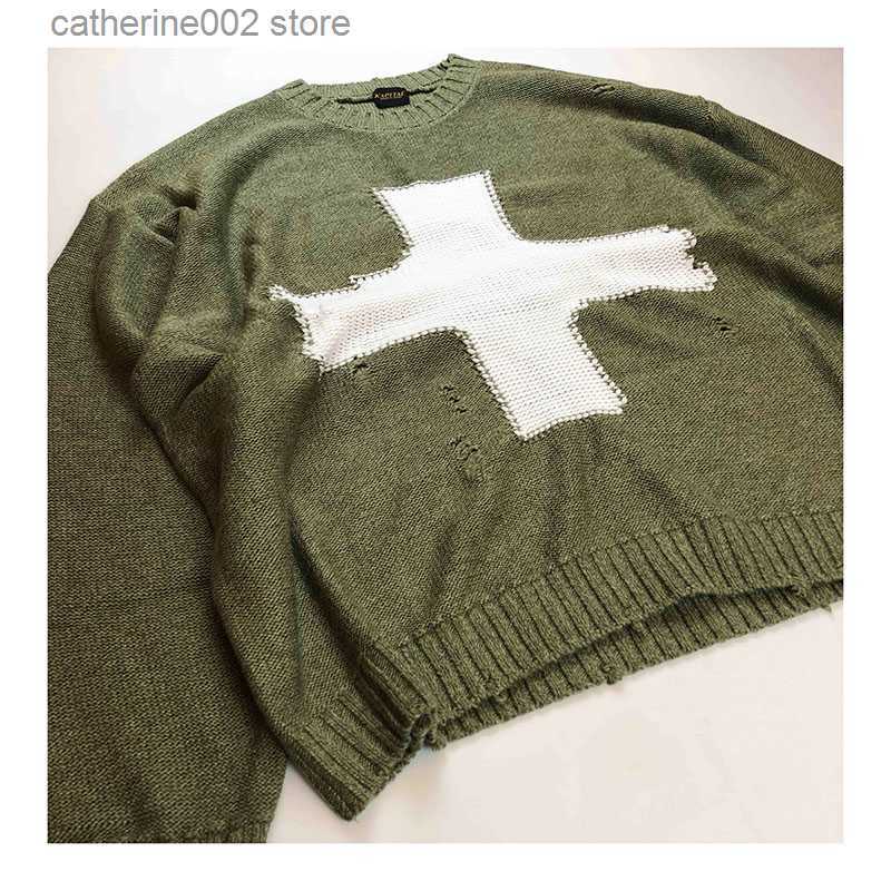 Men's Sweaters KAPITAL Cross Sweater Oversized Hip Hop Men Women 1 1 High Quality Kapital Knit Pullover T230724