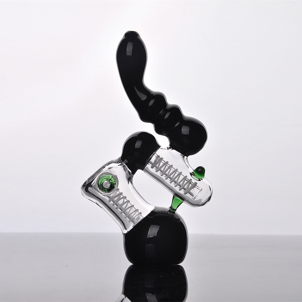 Black Hookah Bubbler Heady Smoking Pipes Oil Burner Triple Chamber Glass Bubblers Smoking Water Bong Pipe Accessories