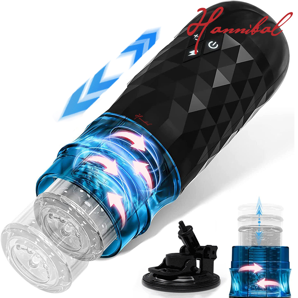 Masturbators Hannibal Male Masturbators Cup Telescopic Rotation Penis Stimulation Electric Vagina Oral Sex Toy for Male 230720