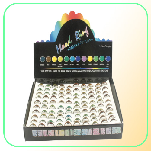 whloe 100Pcslot Whole Jewelery Bulks Mixed Change Color Silver Plated Mood Ring Temperature Emotion Feeling Rings For Wom