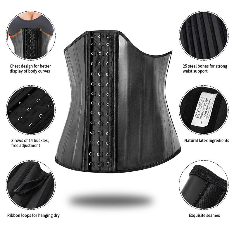 Waist Tummy Shaper 25 Steel Bone Latex Waist Trainer Plus Size Tight Chest Shape Weight Loss Abdomen Female Shaped Pattern Waist Belt Reduce Girl Size