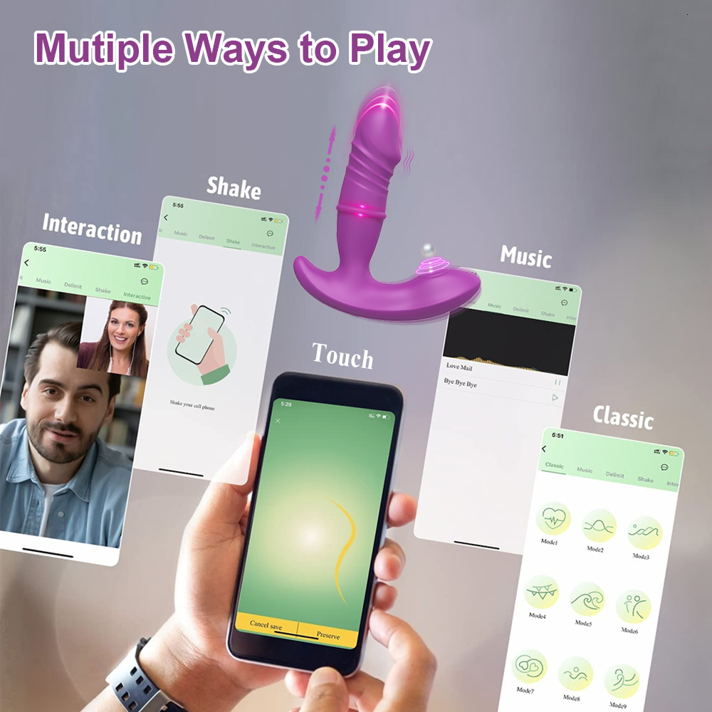 Vibrators Bluetooth application vibrating vibrator for female Dildo expansion patch G-spot tactile stimulator remote hip plug sex toy for lovers 23072