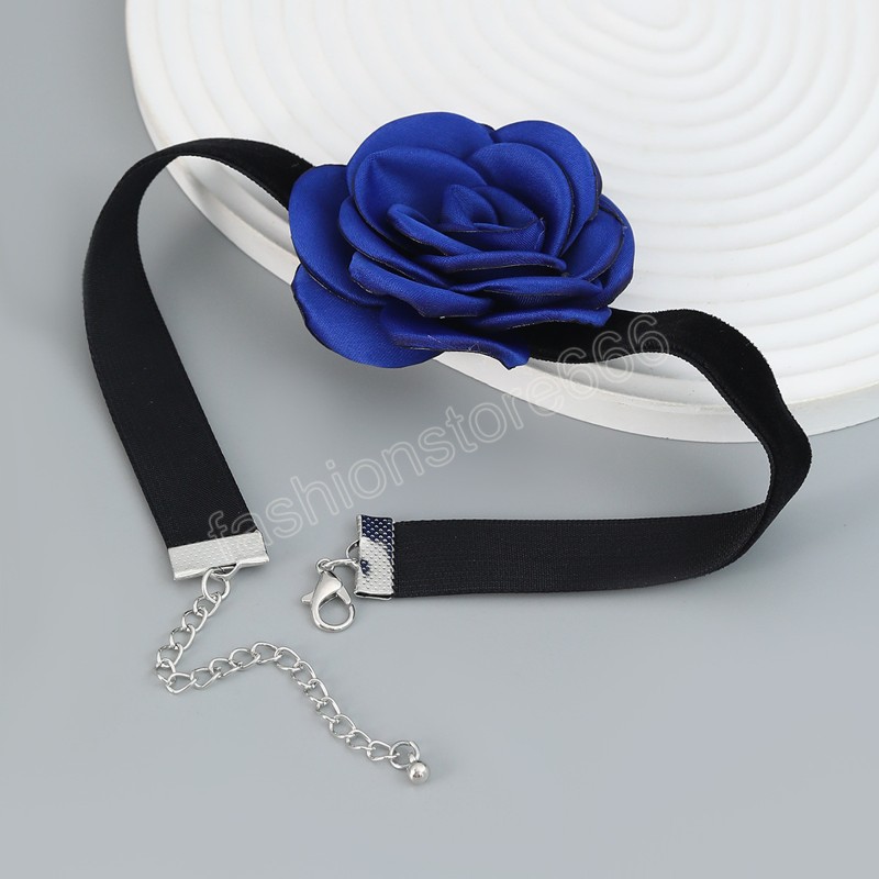 Fabric Rose Flower Clavicle Necklaces Women Choker Gothic Soft Velvet Collar Necklace Girl Neck Jewelry Gift Accessoires