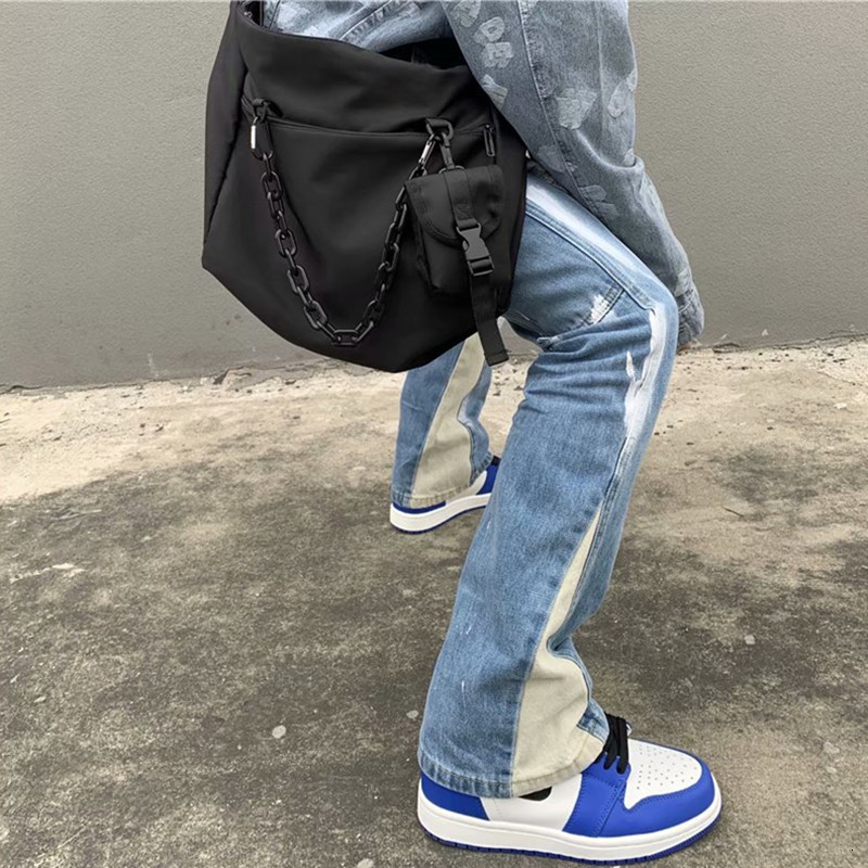 Men s Jeans 2023 Y2K Patchwork Washed Blue Baggy Flare Pants Men Clothing Straight Loose Vintage Old Denim Trousers Pantalones Hombre 230724