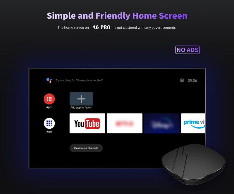 A6 PRO Android TV Box Android 11.0 LPDDR4 2GB 16GB 2.4G 5G WiFi Bluetooth Amlogic S905W2 AV1 4K Media Player Smart TV BOX
