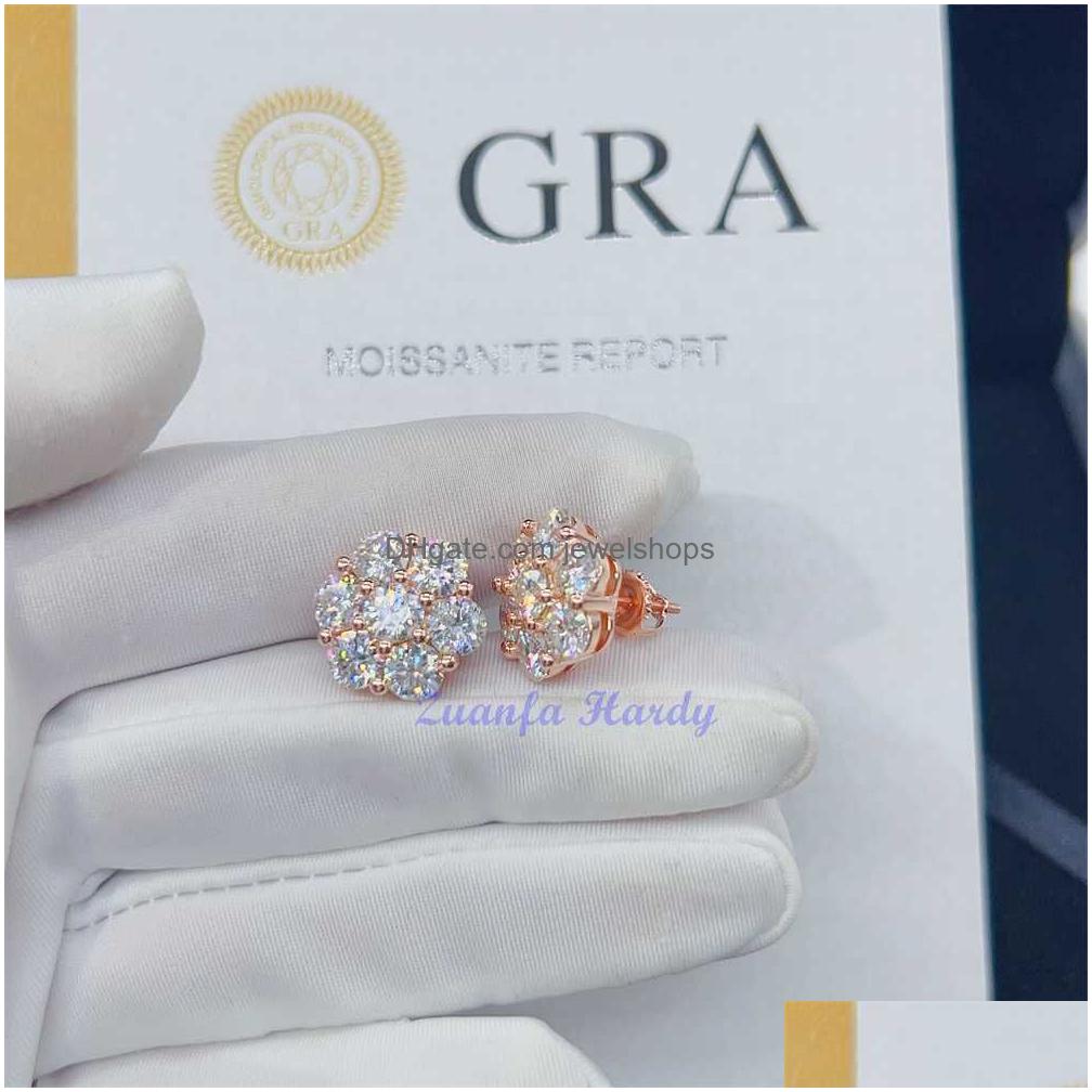 Charm Zuanfa Top Selg Pass Dia Tester Fine Jewelry Sier 8Mm 12Mm 15Mm wer Earrings Vvs Moissanite Stud Drop Delivery Dhy6N