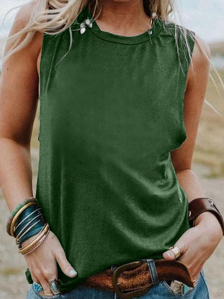 Womens Tanks No Print Tank Top Summer Sleevele Tee Women Fashion Casual Vintage Tops