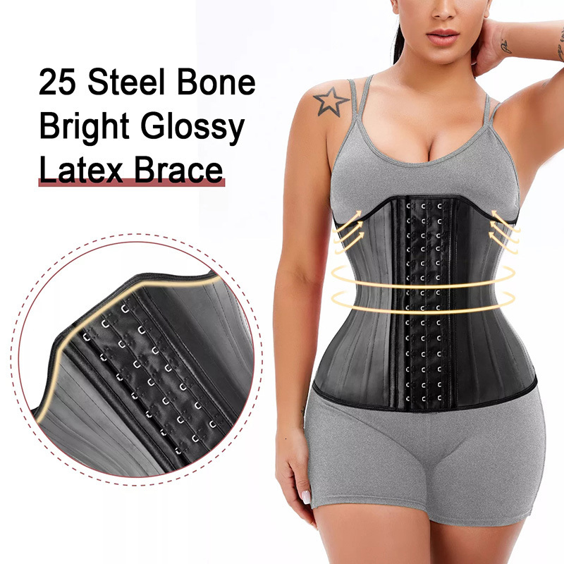 Waist Tummy Shaper 25 Steel Bone Latex Waist Trainer Plus Size Tight Chest Shape Weight Loss Abdomen Female Shaped Pattern Waist Belt Reduce Girl Size
