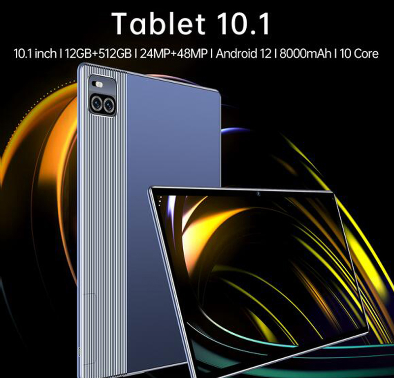 10.1 Inch 10 Core 12GB+256GB Android 12 WiFi Tablet PC 8000mAh Battery Dual SIM Dual Camera Bluetooth 4G 5G Smart 10.1Inch Call Phone Tablets Gifts su