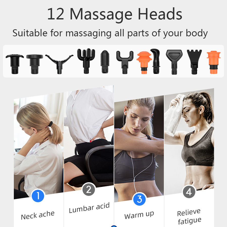 Full Body Massager 12 intelligent massage guns for body neck back electric impact deep tissue muscle relaxation and fitness 230720