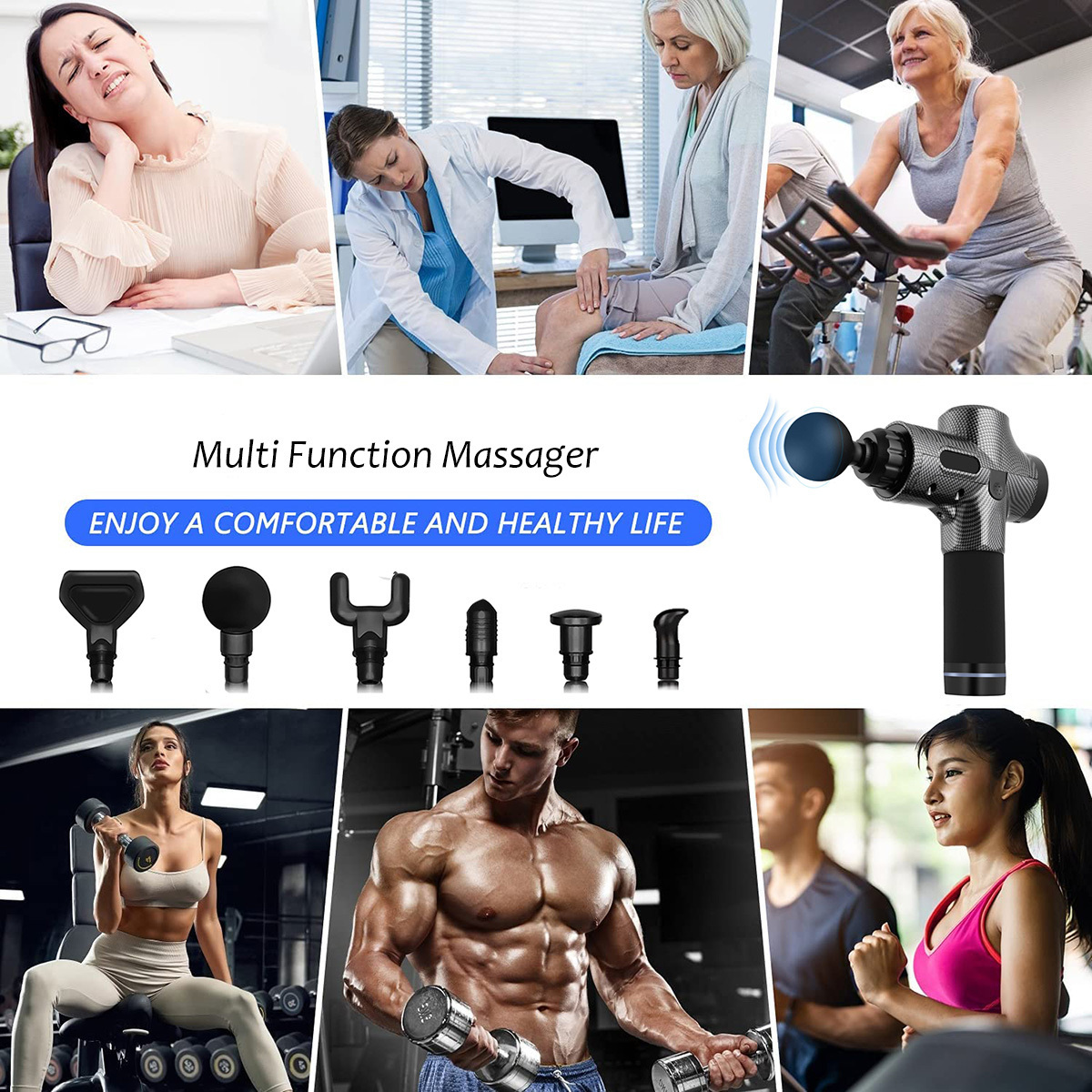 Full Body Massager Deep Tissue Massage Gun Eletric Neck Massager 30 Speed Pain Relief Handgun Muscle Gun 230720