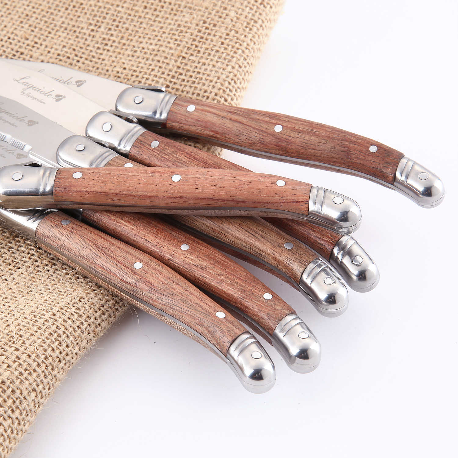 4-24pcs Laguiole Steak Knives Dinner Forks Table Spoon Mini Coffee Teaspoon Wood Handle Cutlery Restaurant Bar Wooden Tableware L260523