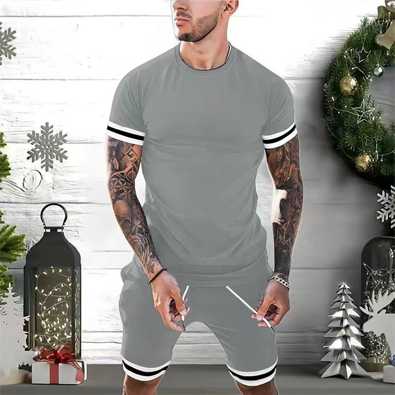 Mens Tracksuits LISM Two Piece Set Summer Casual TShirt and Shorts Striped Athletic Suits Fashion Short Sleeve 230724