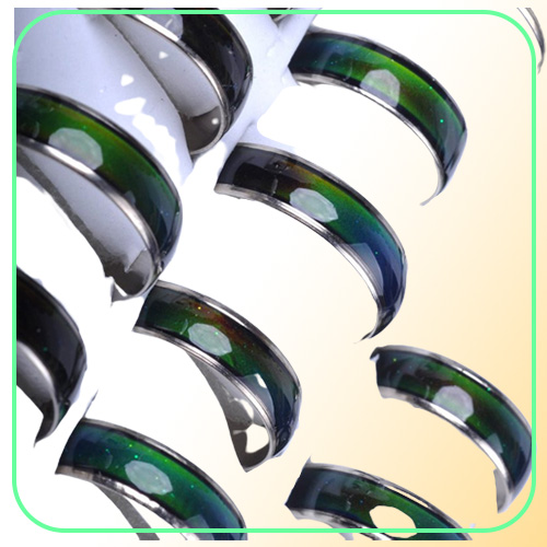 whloe 100Pcslot Whole Jewelery Bulks Mixed Change Color Silver Plated Mood Ring Temperature Emotion Feeling Rings For Wom