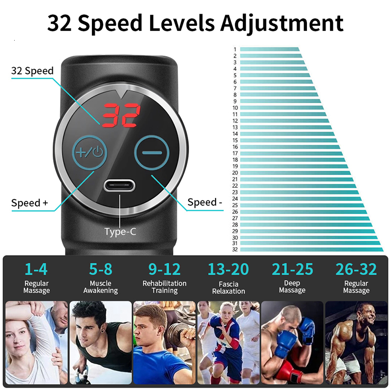 Full Body Massager Massage gun 32 speed deep tissue perception muscle massager massager relieves pain body and neck vibrator fitness 230720