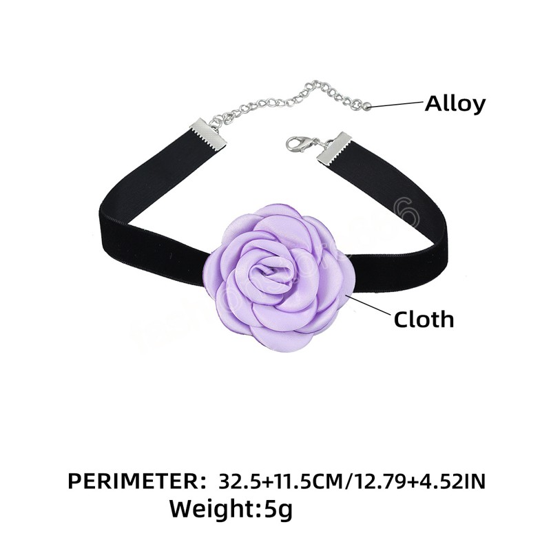 Fabric Rose Flower Clavicle Necklaces Women Choker Gothic Soft Velvet Collar Necklace Girl Neck Jewelry Gift Accessoires