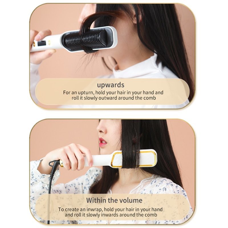 Hair Straighteners Hair Straightener Men Beard Comb Tourmaline Ceramic Hair Curler Brush Hair Comb Straighteners Curling Hair Iron Hair Brush 230724