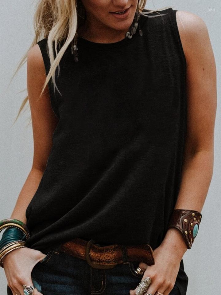 Womens Tanks No Print Tank Top Summer Sleevele Tee Women Fashion Casual Vintage Tops