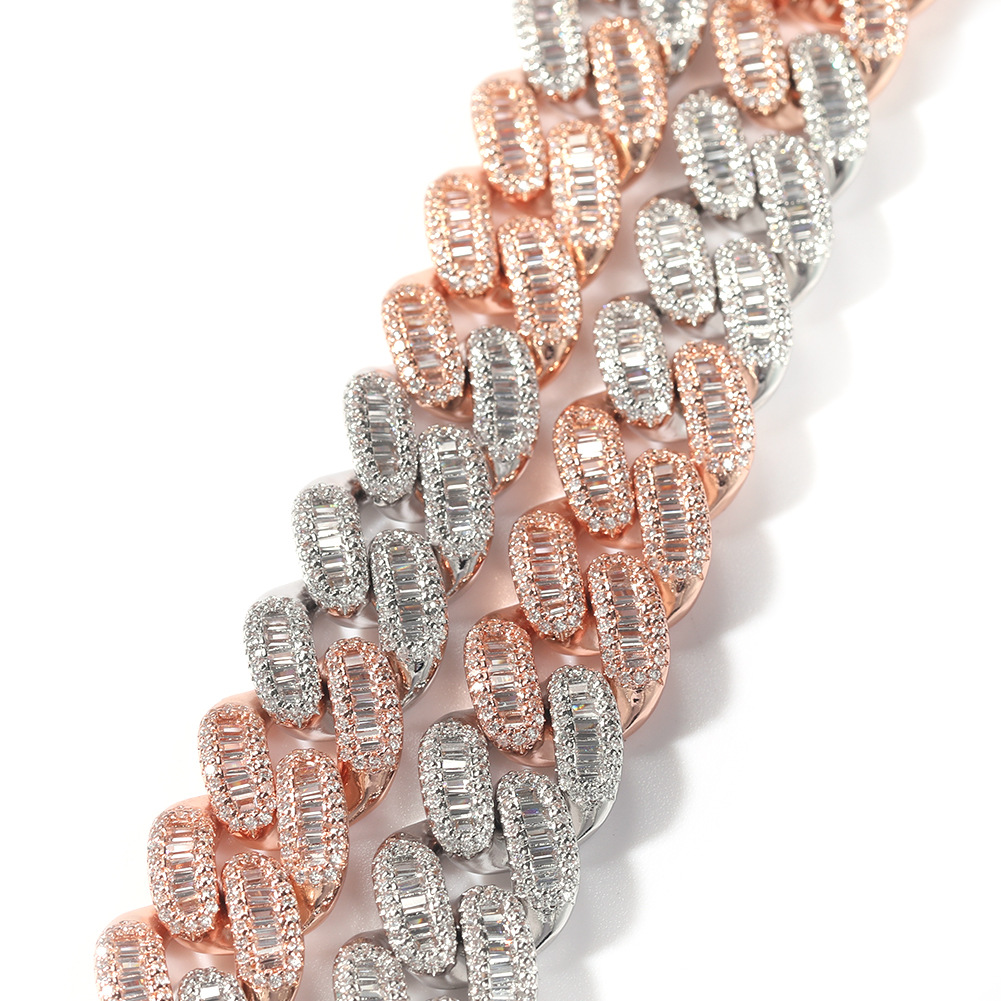 15mm Hip Hop Tennis Chain TopBling Rose Gold T Cubic Zirconia 18k Real Gold Plated Graduated Link Necklaces