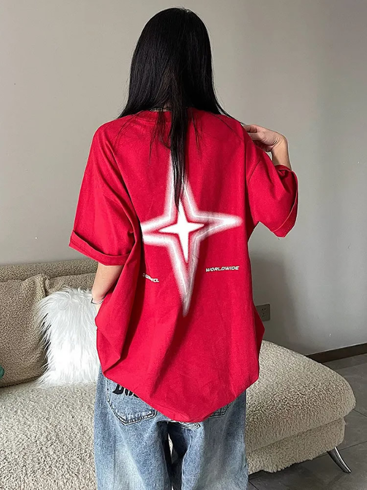 Womens TShirt Y2K Korean Vintage Streetwear Star Kpop Acubi Harajuku Egirl Short Sleeve TShirts Grunge Aesthetics Oversized Tees Tops Clothes 230724