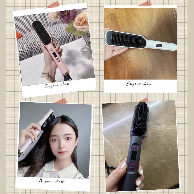 Hair Straighteners Hair Straightener Men Beard Comb Tourmaline Ceramic Hair Curler Brush Hair Comb Straighteners Curling Hair Iron Hair Brush 230724