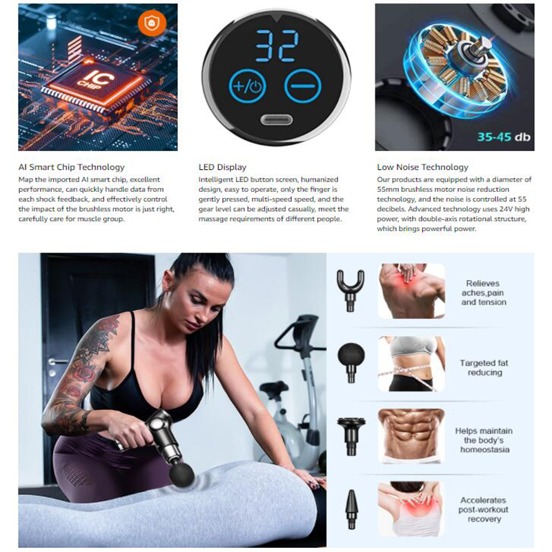 Full Body Massager Massage gun 32 speed deep tissue perception muscle massager massager relieves pain body and neck vibrator fitness 230720