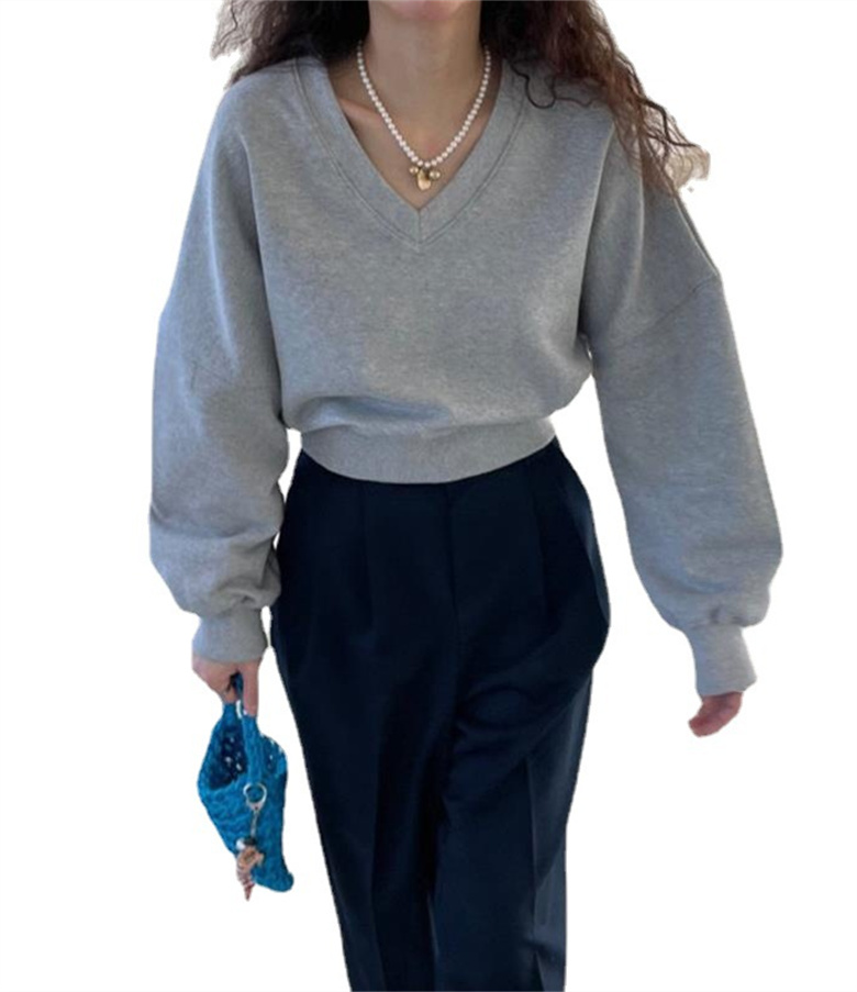 Women Pullover Fitness Autumn Sweater Outdoor Running Loose Womens Long Sleeve Sweatshirts WY8036 V Neck