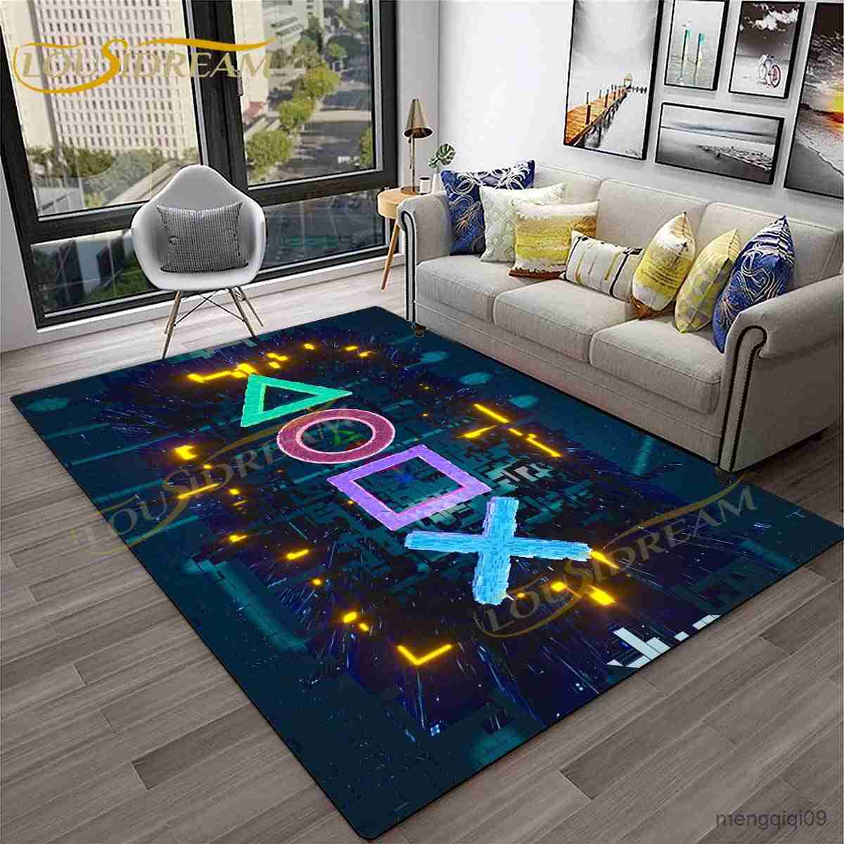 Carpets 3D Gamer Rug Game Controller Modern Area Rug Boys Gaming Rugs for Livingroom Bedroom Children Carpets Colorful Mat Decor R230725