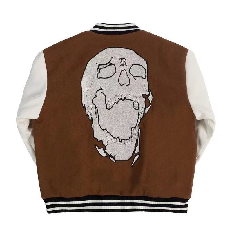 Men s Jackets Street Vintage Clothing Skull Embroidered Baseball Jacket American Patchwork Letter Loose Fashion 230724