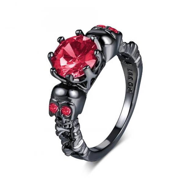 Punk Skull Gothic Ring For Women Men Halloween Goth Black Gold Color Rings Accession Wholesale Fashion Jewelry GC2227